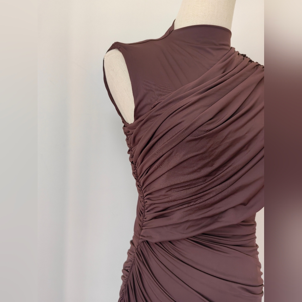 DE LA VALI ravenna mini dress In Brown Jersey - Picture 13 of 15